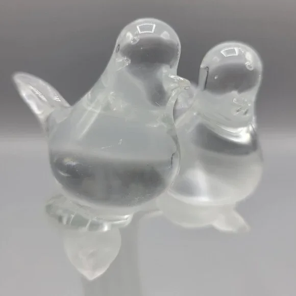 Vintage Artmark Glass Crystal Clear & Frosted Branch Love Birds Figurine 5.5" - Picture 12 of 15